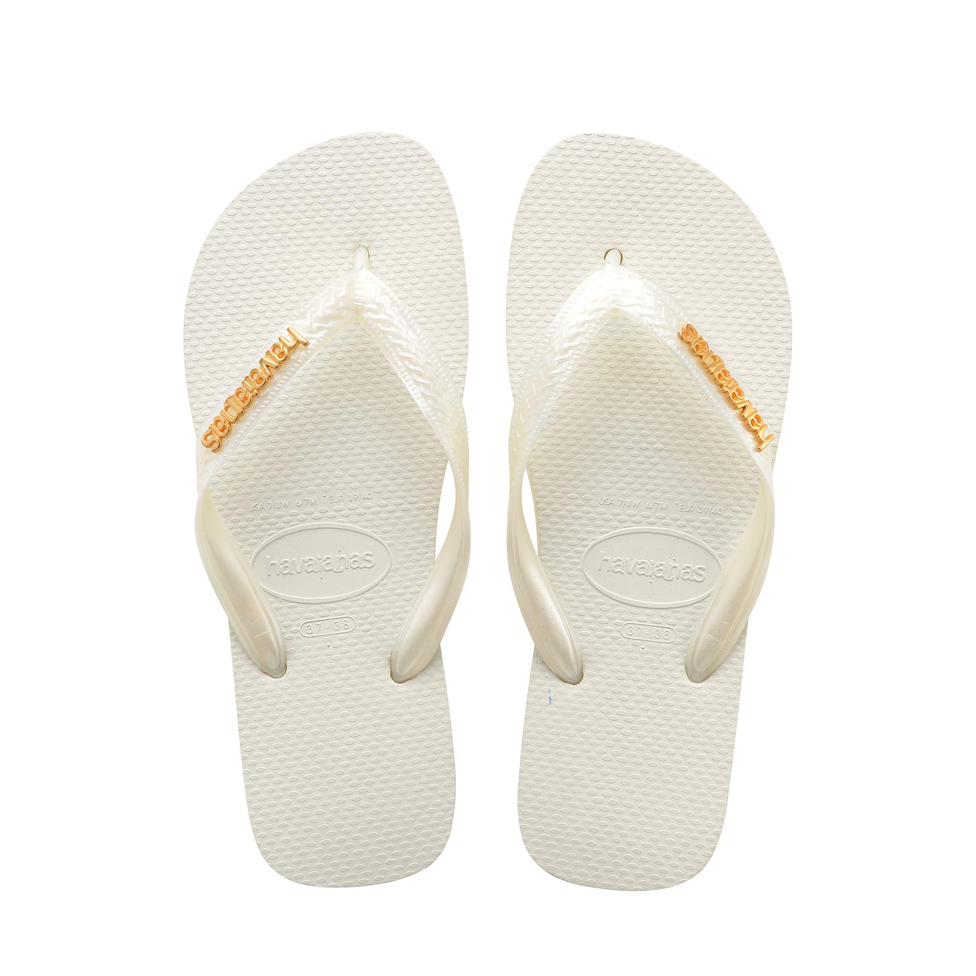 Havaianas top sale logo metallic gold